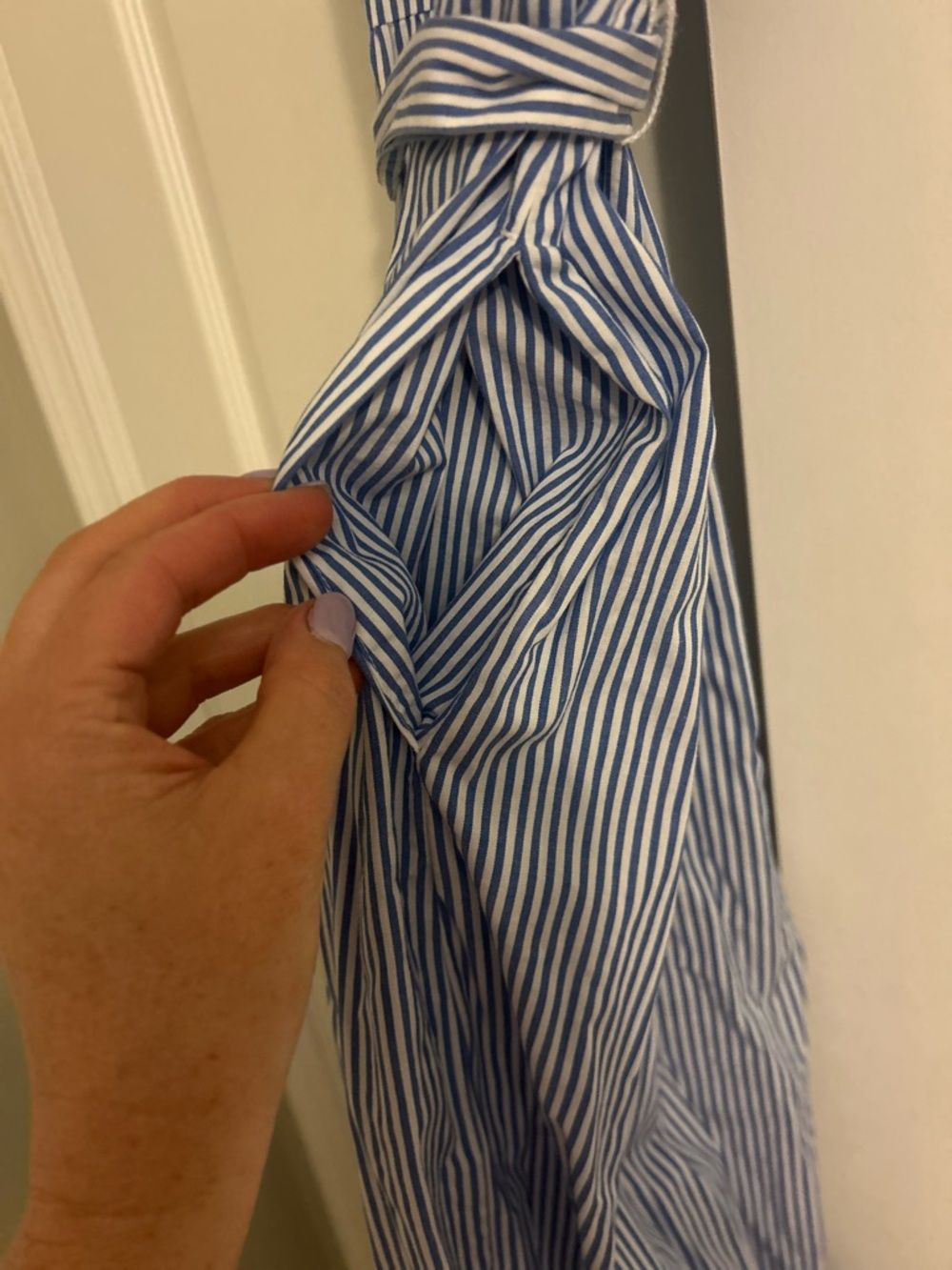 J Crew Button-Front Blue & White Stripe Shirt Dress with Belt Size 8 - Picture 3 of 8